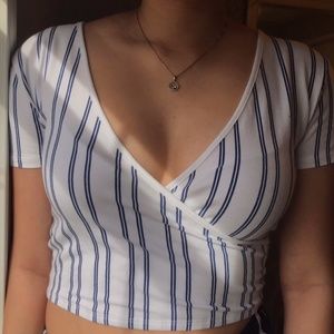 NWOT PacSun Adorable striped cropped wrap top (S)